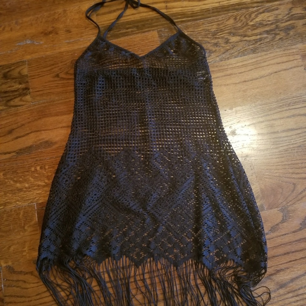 ***SOLD***wim Coverup S crochet fringe Beach Bunny